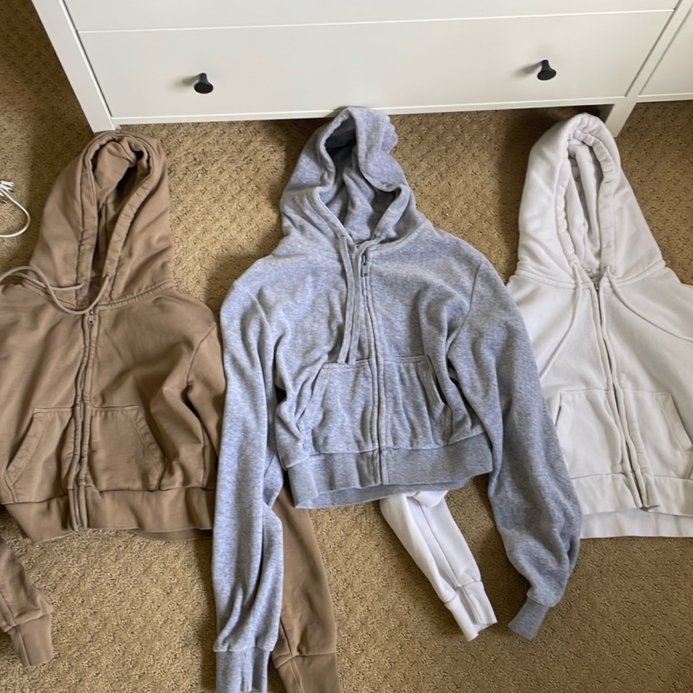 John Galt/Brandy Melville cropped zip ups 3 pack. “Crystal Hoodie”